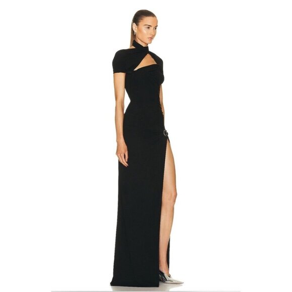 Coperni Long Asymmetric Draped Dress in Black - Picture 3 of 6